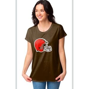 FOCO NFL Womens Cleveland Browns Team Logo Ladies Tunic Top Shirt Brown XXL
